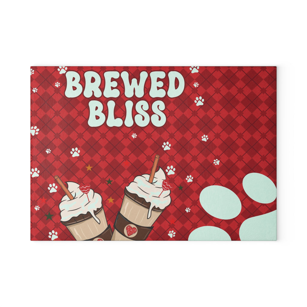 Cute Pet-Themed Glass Cutting Board - 'Brewed Bliss' - Kitchen Decor, Gift for Dog Lovers, Unique Home Accessory, Pet Owner Present