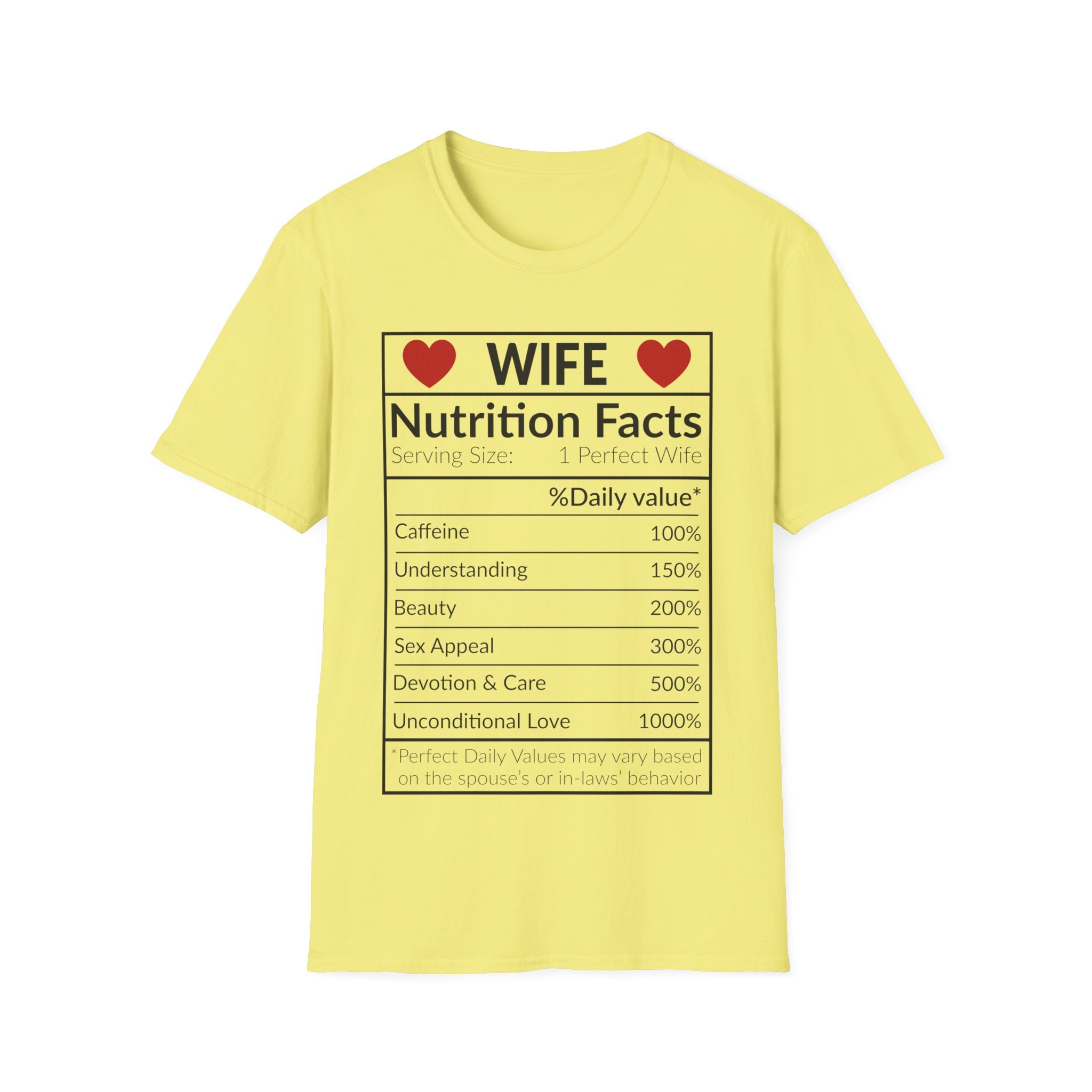 Humorous Wife Nutrition Facts T-Shirt | Perfect Gift for Spouses