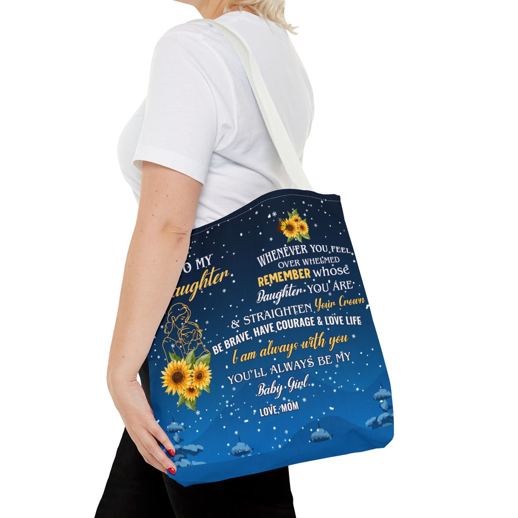 Heartfelt Sunflower Tote Bag for Daughters | Inspirational Gift | Birthday, Graduation, Mother's Day, Everyday Use, Floral Art
