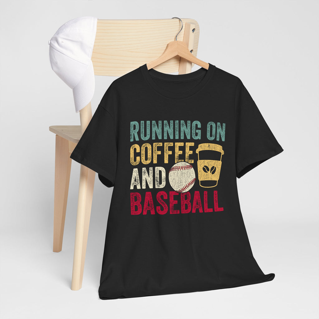 Running on Coffee and Baseball Tee — Vintage Baseball Fan T-Shirt