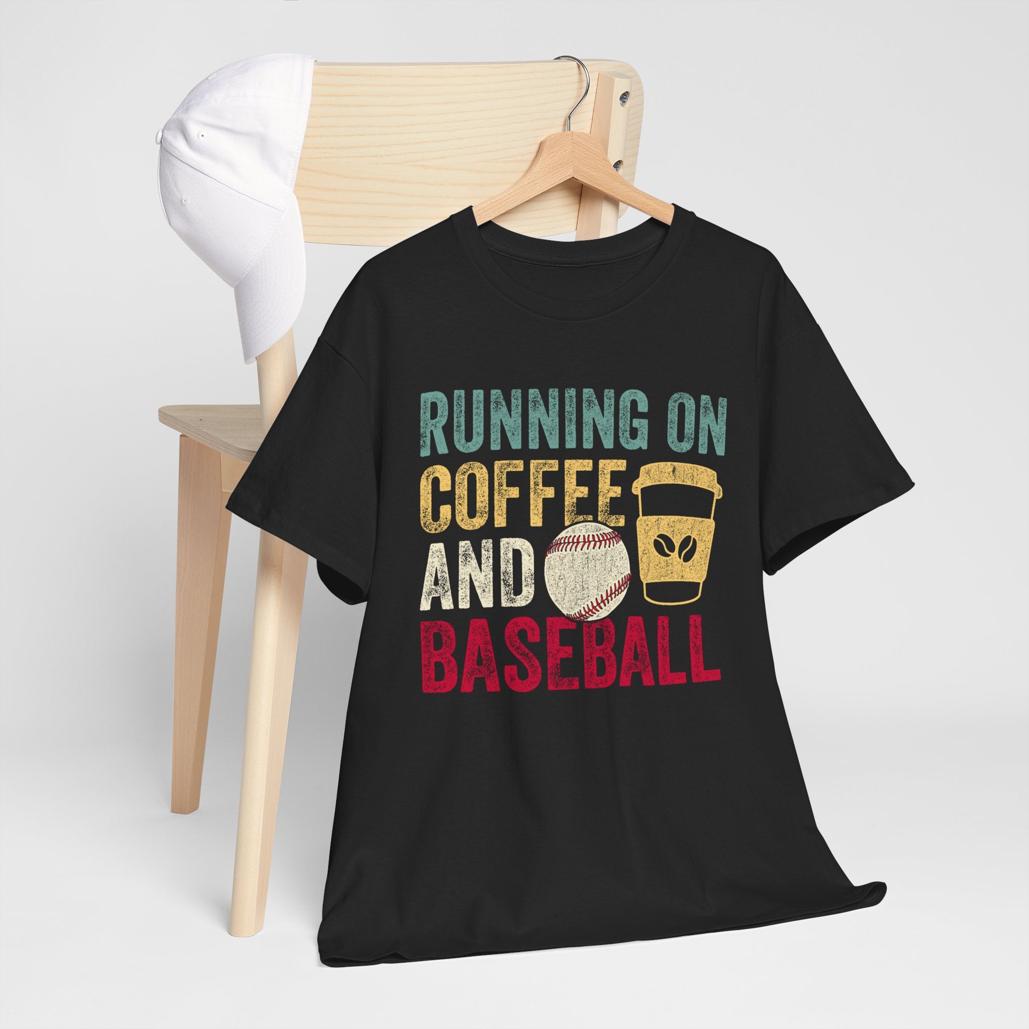 Running on Coffee and Baseball Tee — Vintage Baseball Fan T-Shirt