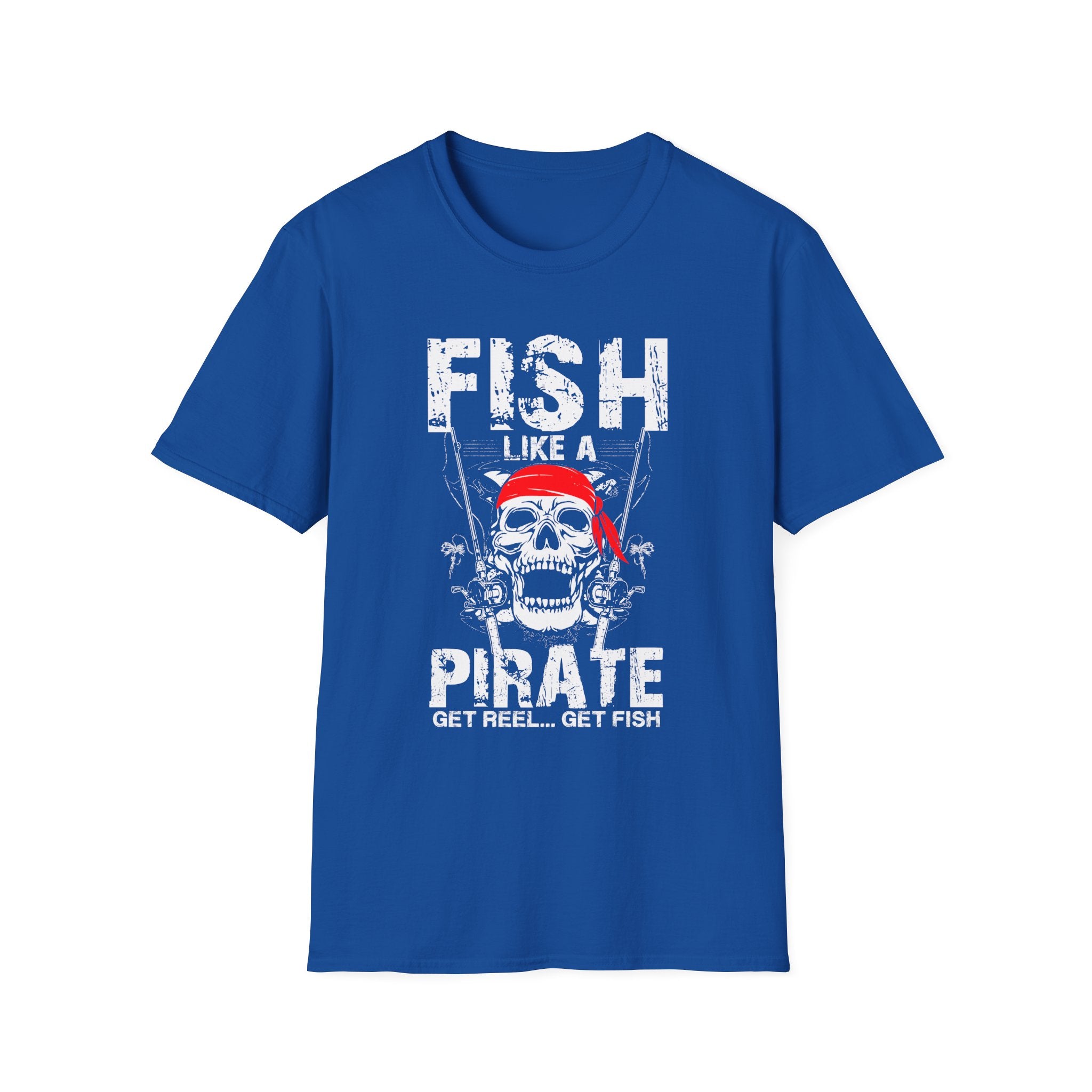 Fish Like a Pirate Unisex Softstyle T-Shirt - Perfect for Fishing Enthusiasts!