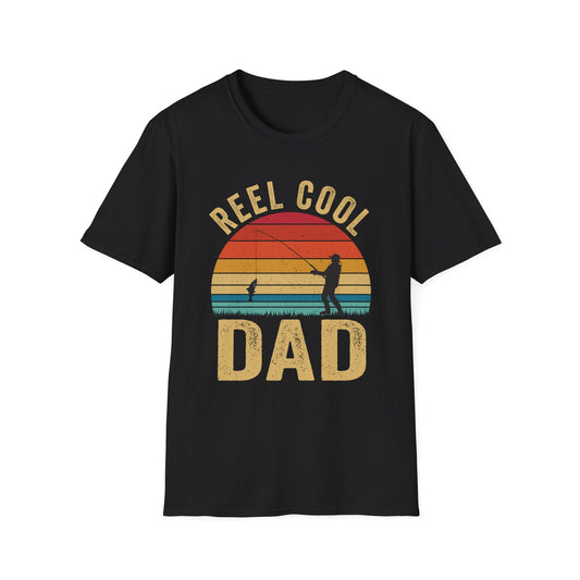 Reel Cool Dad Unisex Softstyle T-Shirt - Perfect Gift for Fishing Enthusiasts