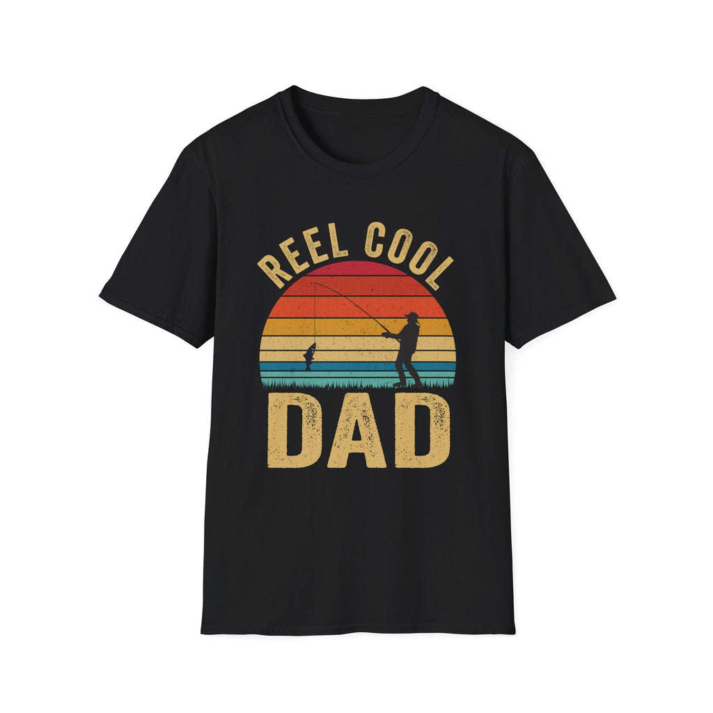 Reel Cool Dad Unisex Softstyle T-Shirt - Perfect Gift for Fishing Enthusiasts
