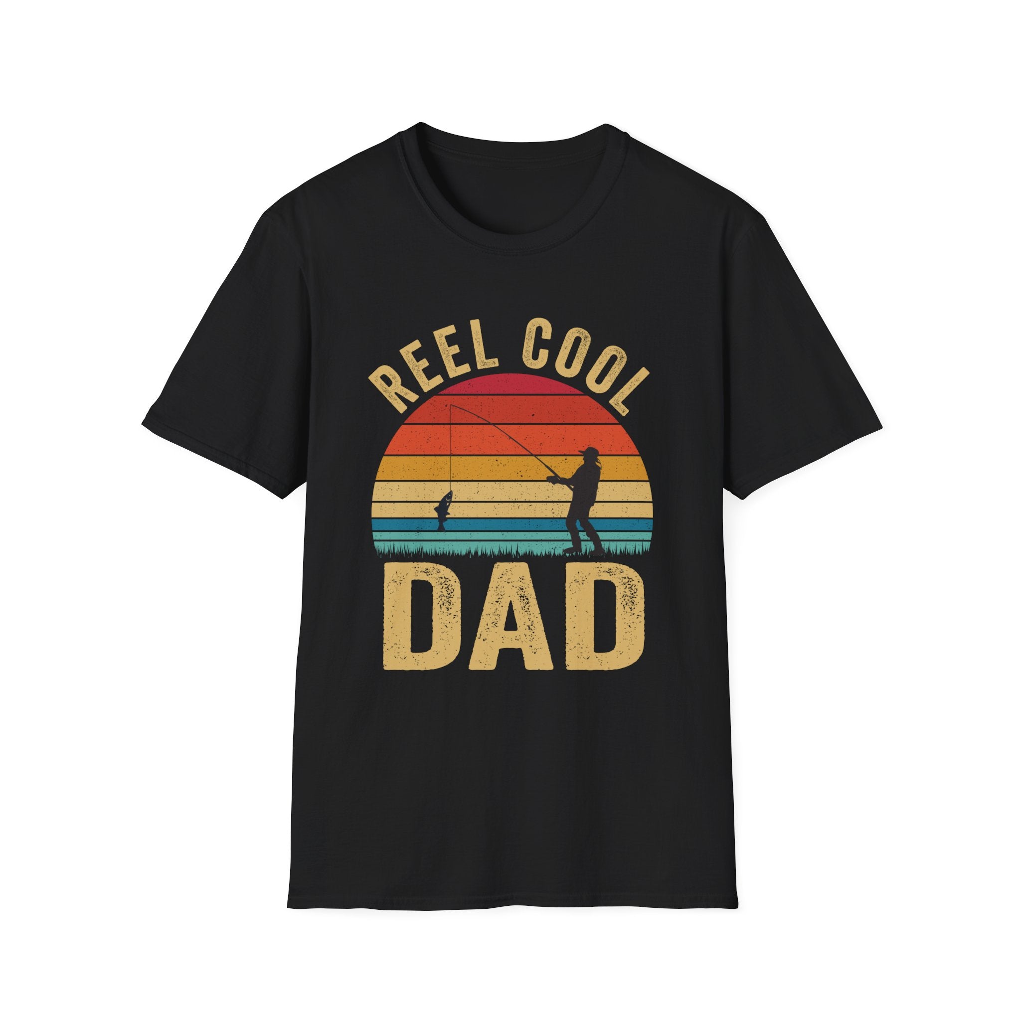 Reel Cool Dad Unisex Softstyle T-Shirt - Perfect Gift for Fishing Enthusiasts