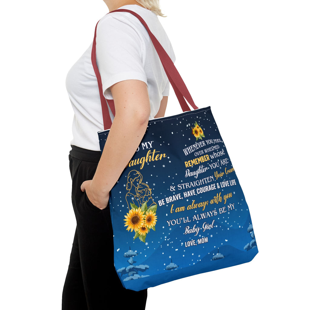 Heartfelt Sunflower Tote Bag for Daughters | Inspirational Gift | Birthday, Graduation, Mother's Day, Everyday Use, Floral Art