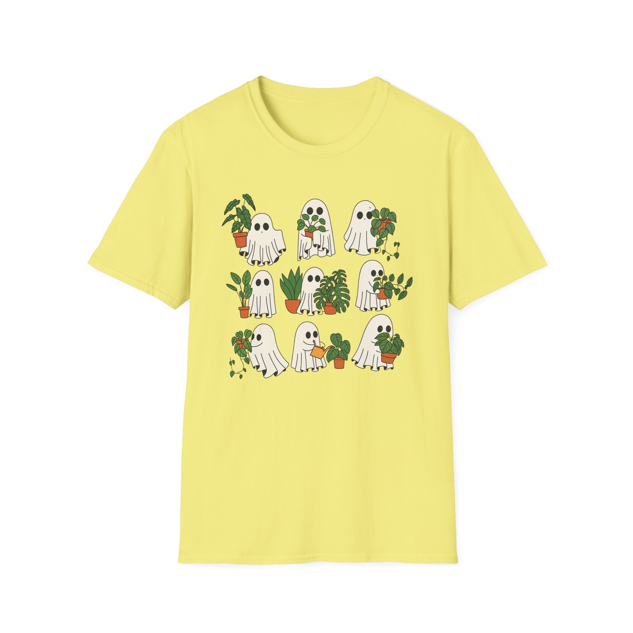 Whimsical Ghost Plant Lover T-Shirt – Perfect Gift for Halloween, Home Decor, Gardening, or Cozy Casual Wear