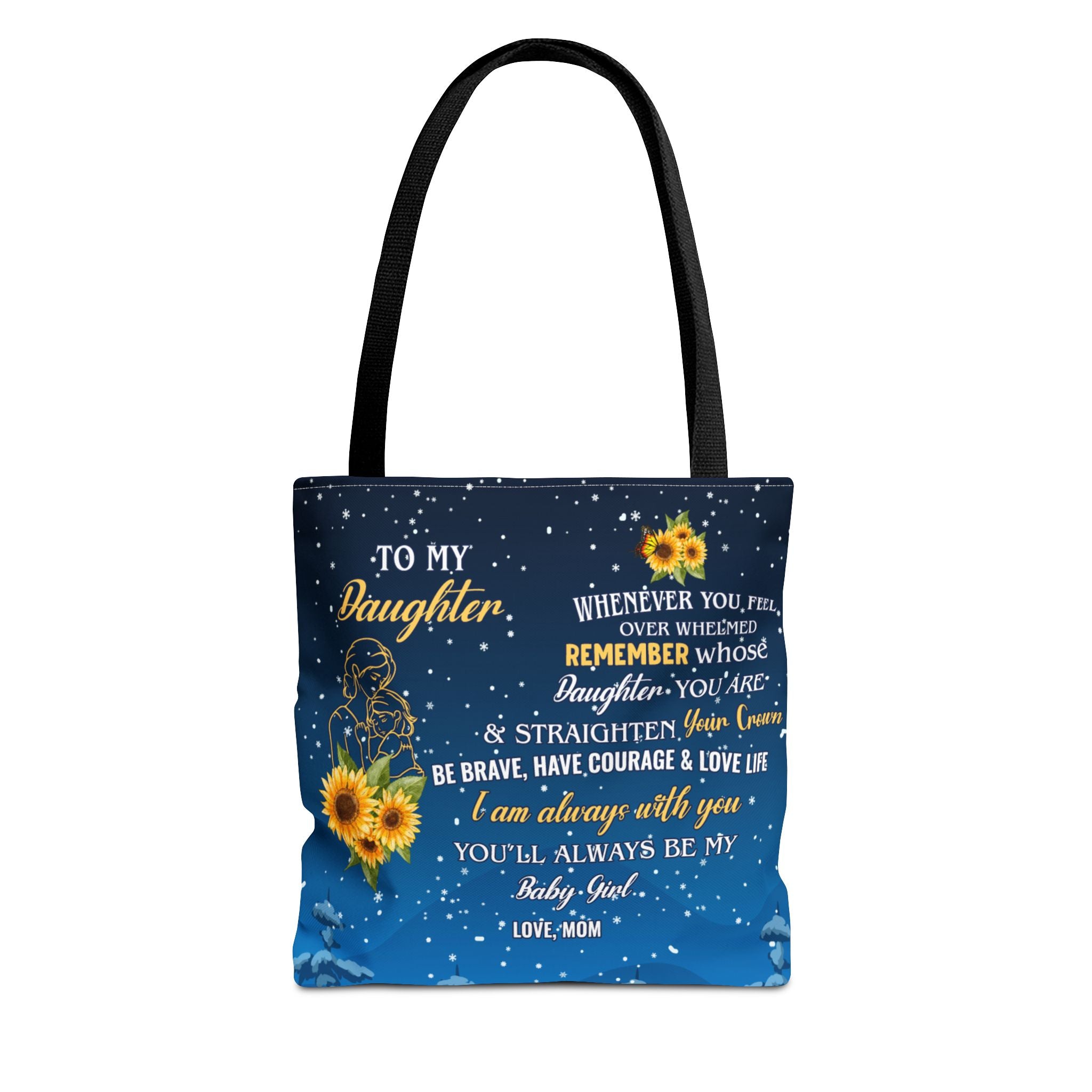 Heartfelt Sunflower Tote Bag for Daughters | Inspirational Gift | Birthday, Graduation, Mother's Day, Everyday Use, Floral Art