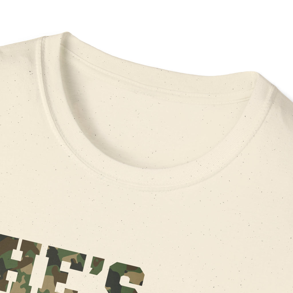 Camo Print Unisex T-Shirt - "She's Hunting" - Casual Style for Outdoor Lovers