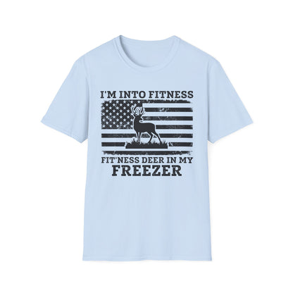I'm Into Fitness Deer Graphic T-Shirt - Unisex Softstyle Tee for Outdoor Enthusiasts