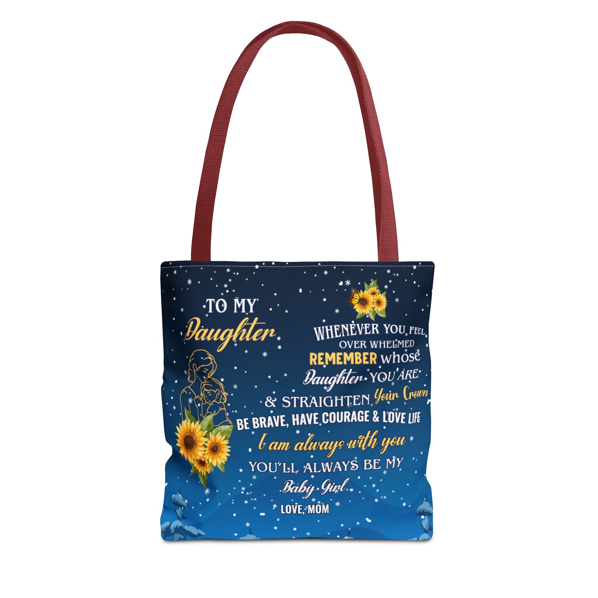 Heartfelt Sunflower Tote Bag for Daughters | Inspirational Gift | Birthday, Graduation, Mother's Day, Everyday Use, Floral Art