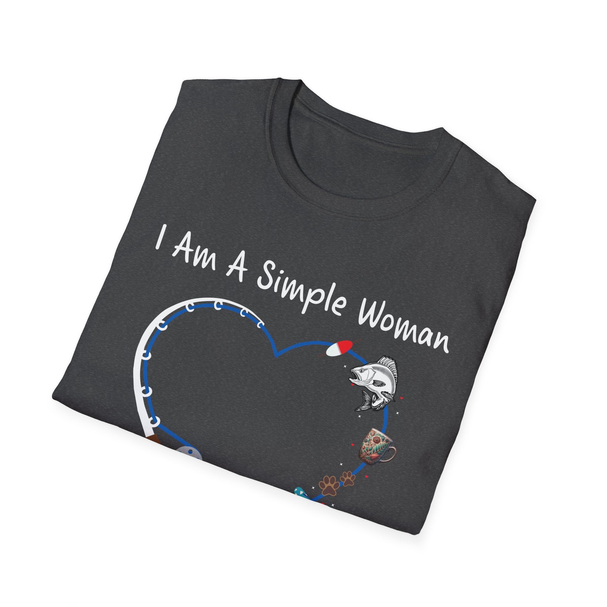 I Am A Simple Woman Fishing T-Shirt - Unisex Softstyle Tee for Casual Wear