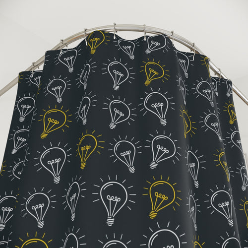 Unique Gift for Electrician Bright Idea Shower Curtain, Modern Bathroom Decor, Light Bulb Pattern, Fun Home Accent