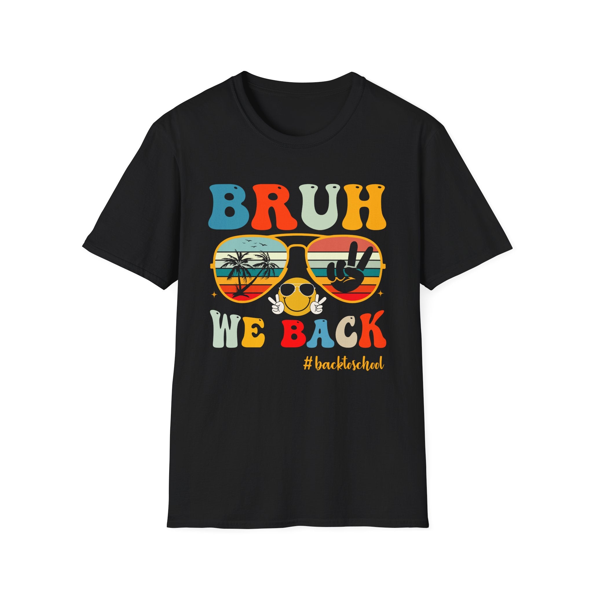 Retro Fun T-Shirt: 'Bruh We Back' Graphic Tee for Summer Vibes, Perfect for Casual Days, Festivals, or Gift Ideas
