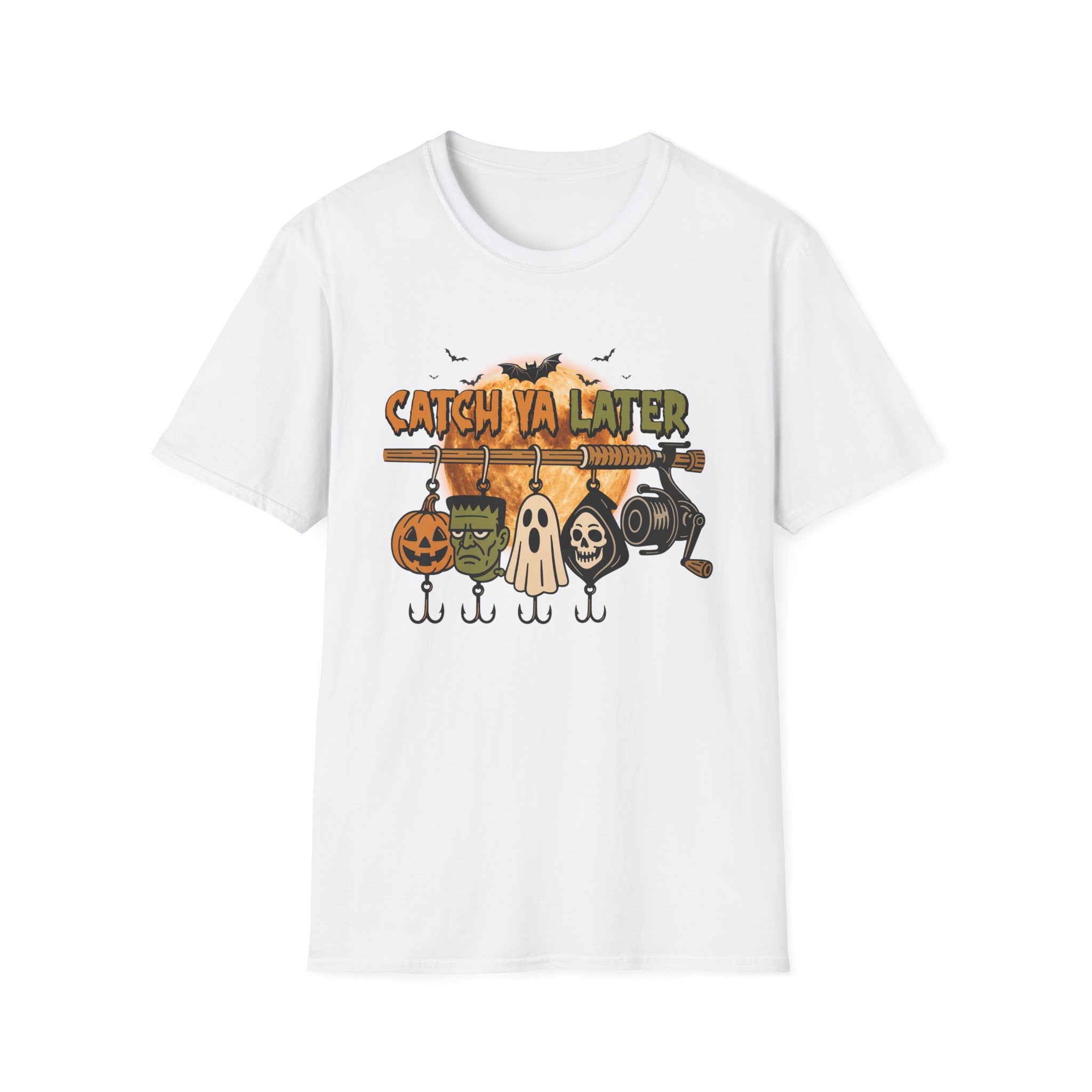 Catch Ya Later Fishing T-Shirt, Unisex Softstyle Tee for Fall, Spooky Party Shirt