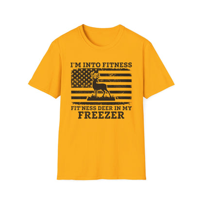 I'm Into Fitness Deer Graphic T-Shirt - Unisex Softstyle Tee for Outdoor Enthusiasts