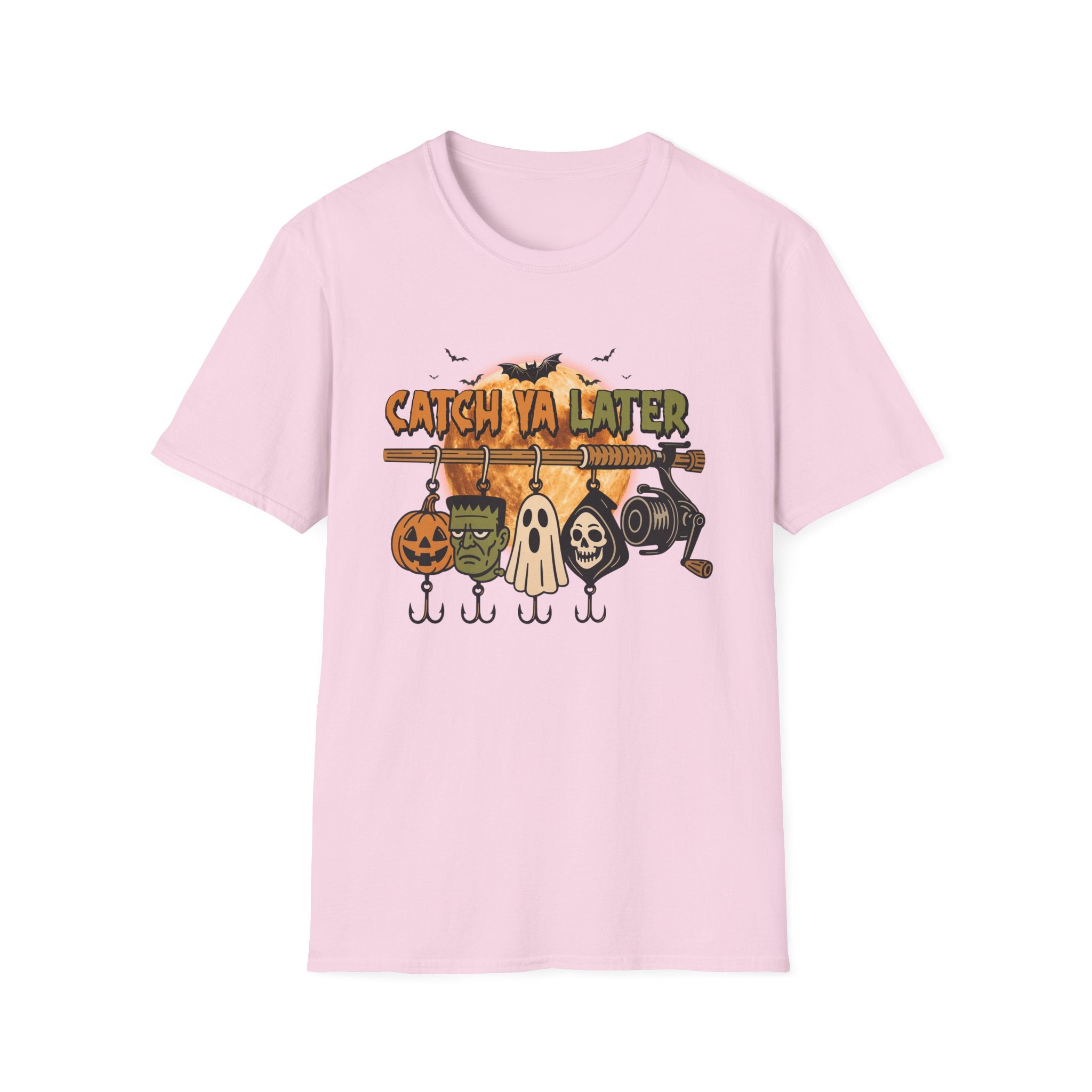 Catch Ya Later Fishing T-Shirt, Unisex Softstyle Tee for Fall, Spooky Party Shirt