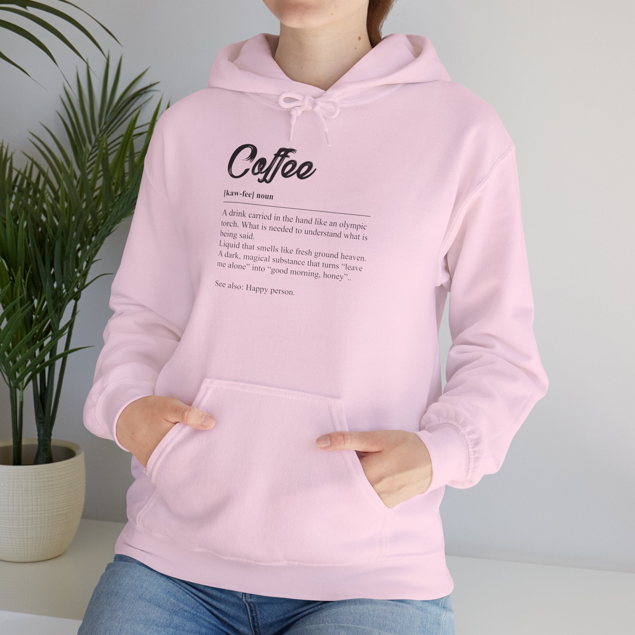 Coffee Definition Hoodie — Minimal Script Coffee Lover Pullover