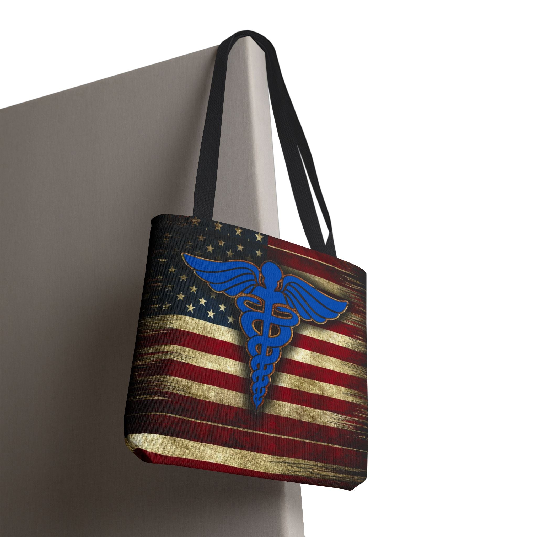 Medical Caduceus American Flag Tote Bag – Patriotic Nurse & Healthcare Worker Gift