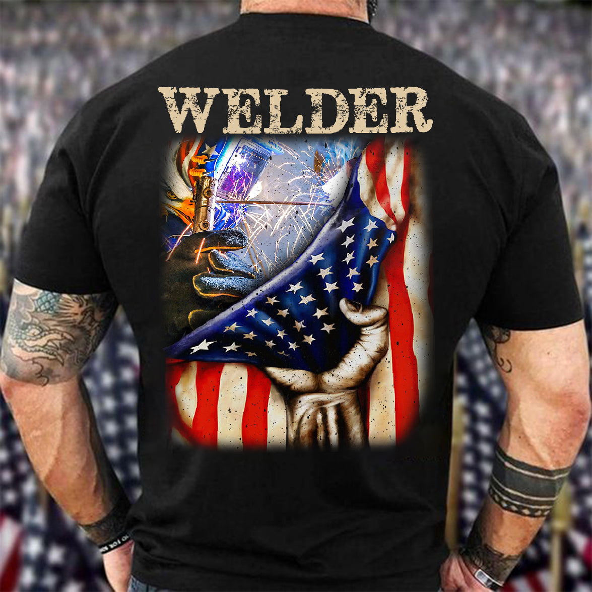 Welder Graphic T-Shirt - Patriotic Welding Design for Tradespeople