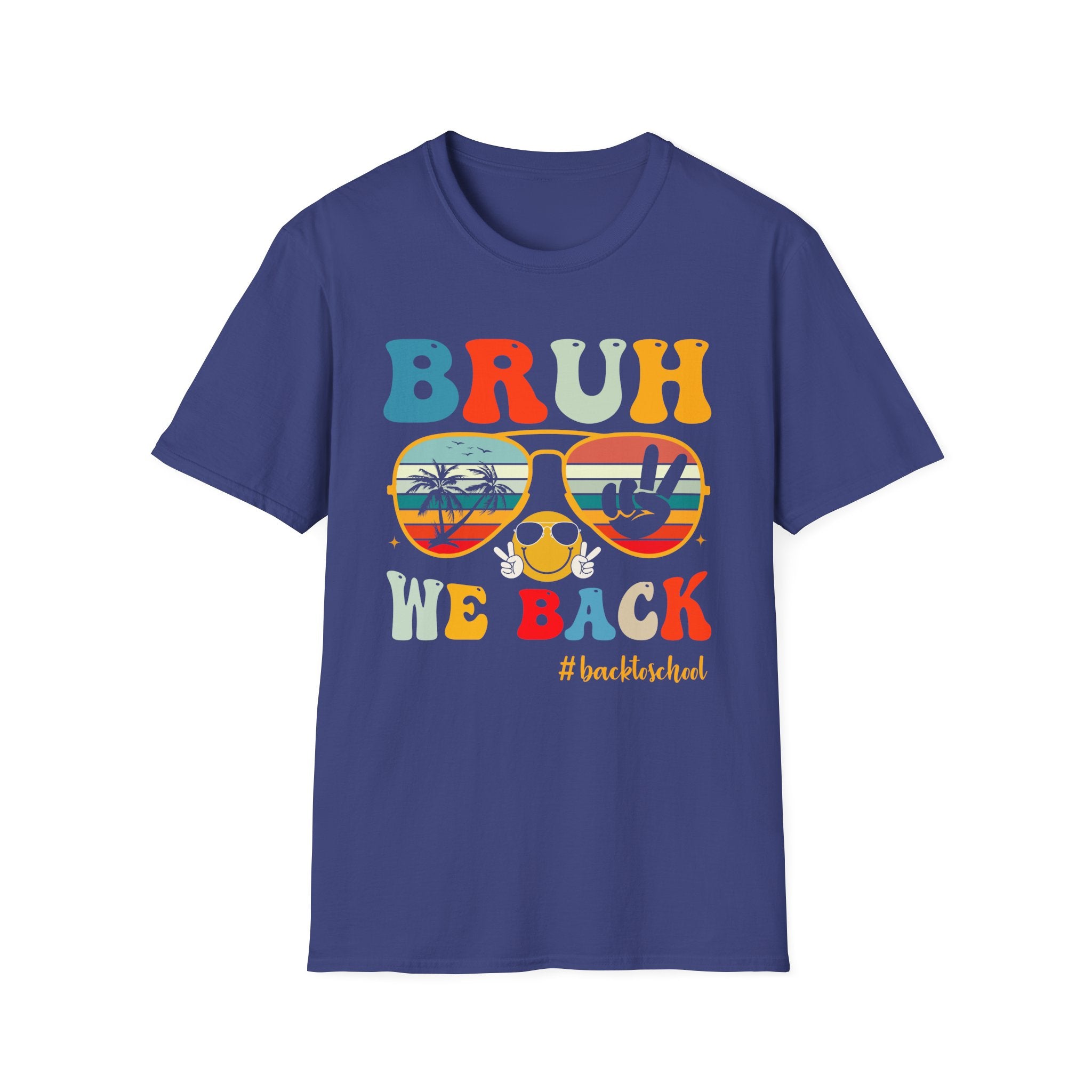 Retro Fun T-Shirt: 'Bruh We Back' Graphic Tee for Summer Vibes, Perfect for Casual Days, Festivals, or Gift Ideas