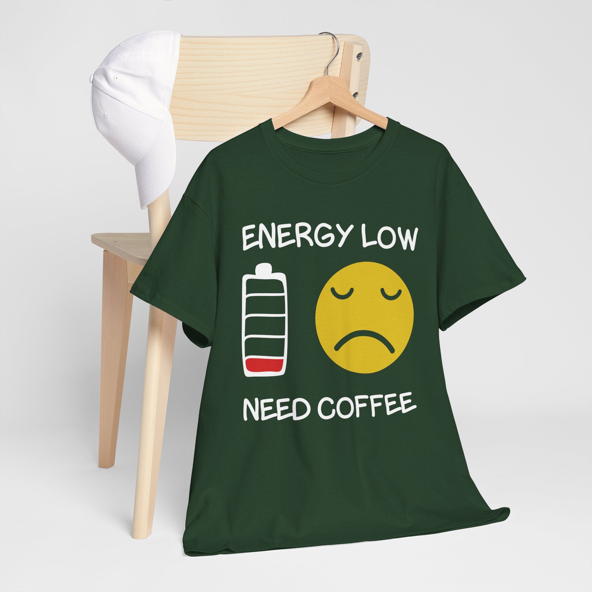 Coffee T‑Shirt — "Energy Low Need Coffee" Funny Tee