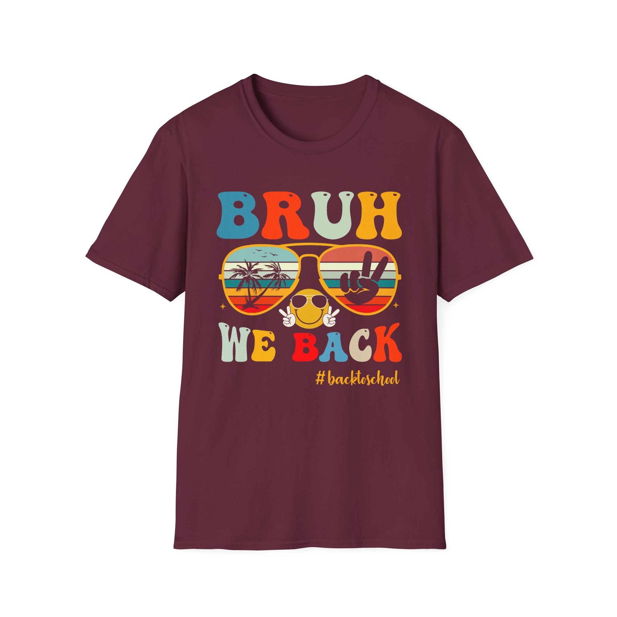 Retro Fun T-Shirt: 'Bruh We Back' Graphic Tee for Summer Vibes, Perfect for Casual Days, Festivals, or Gift Ideas