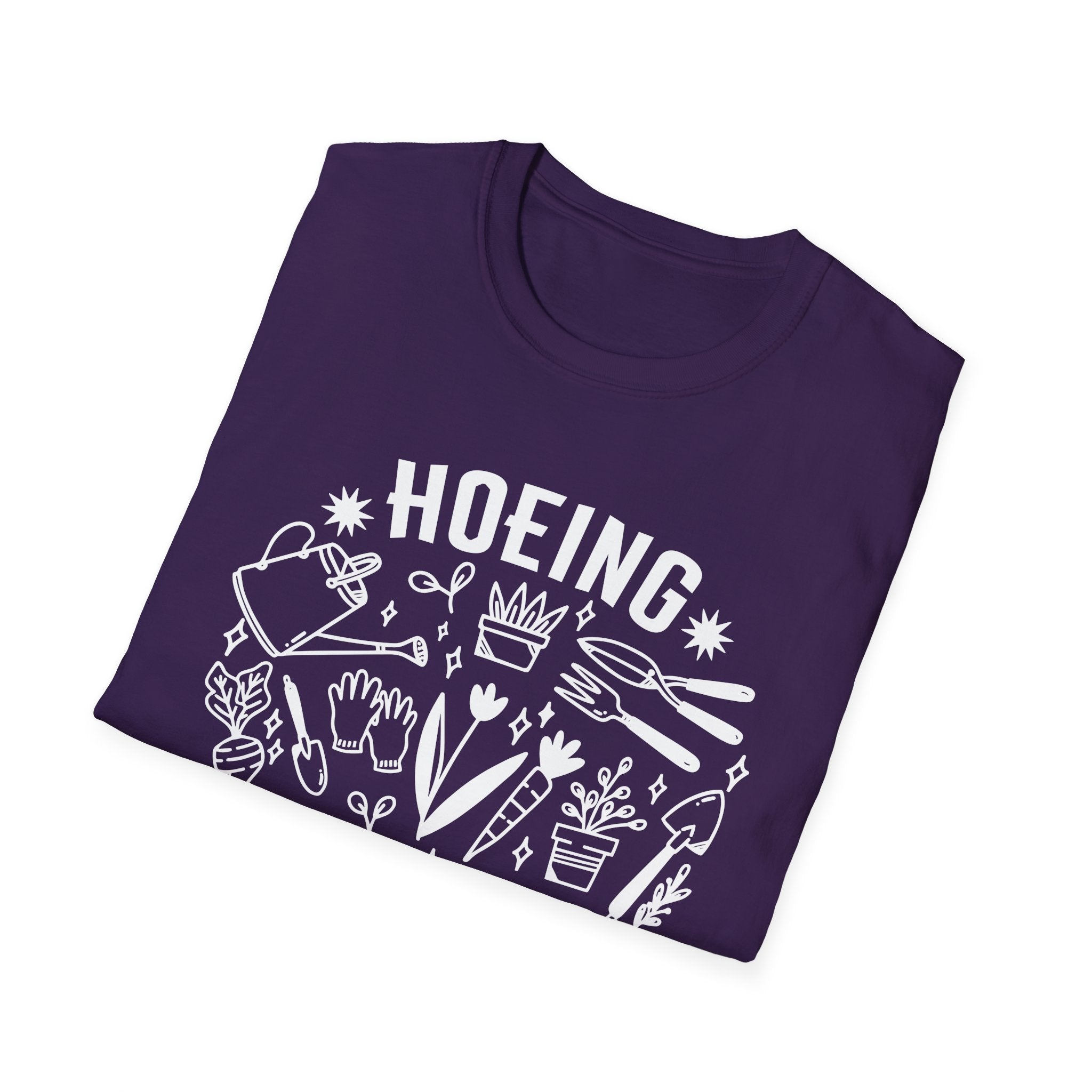 Hoeing Ain't Easy Unisex Softstyle T-Shirt, Gardening Tee, Funny Farm Shirt, Plant Lover Gift, Casual Everyday Wear