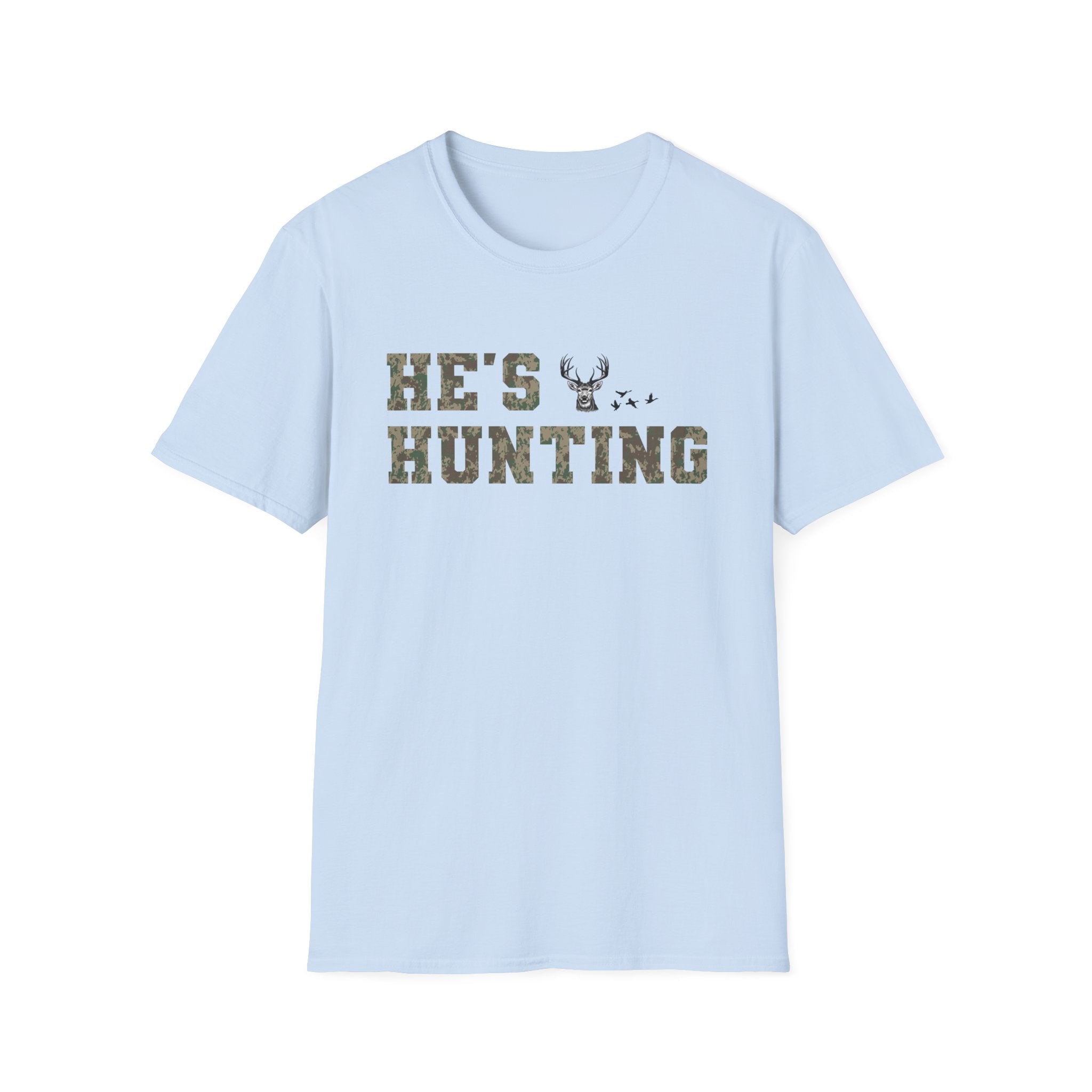 Men's Camo Print Hunting T-Shirt - He's Hunting