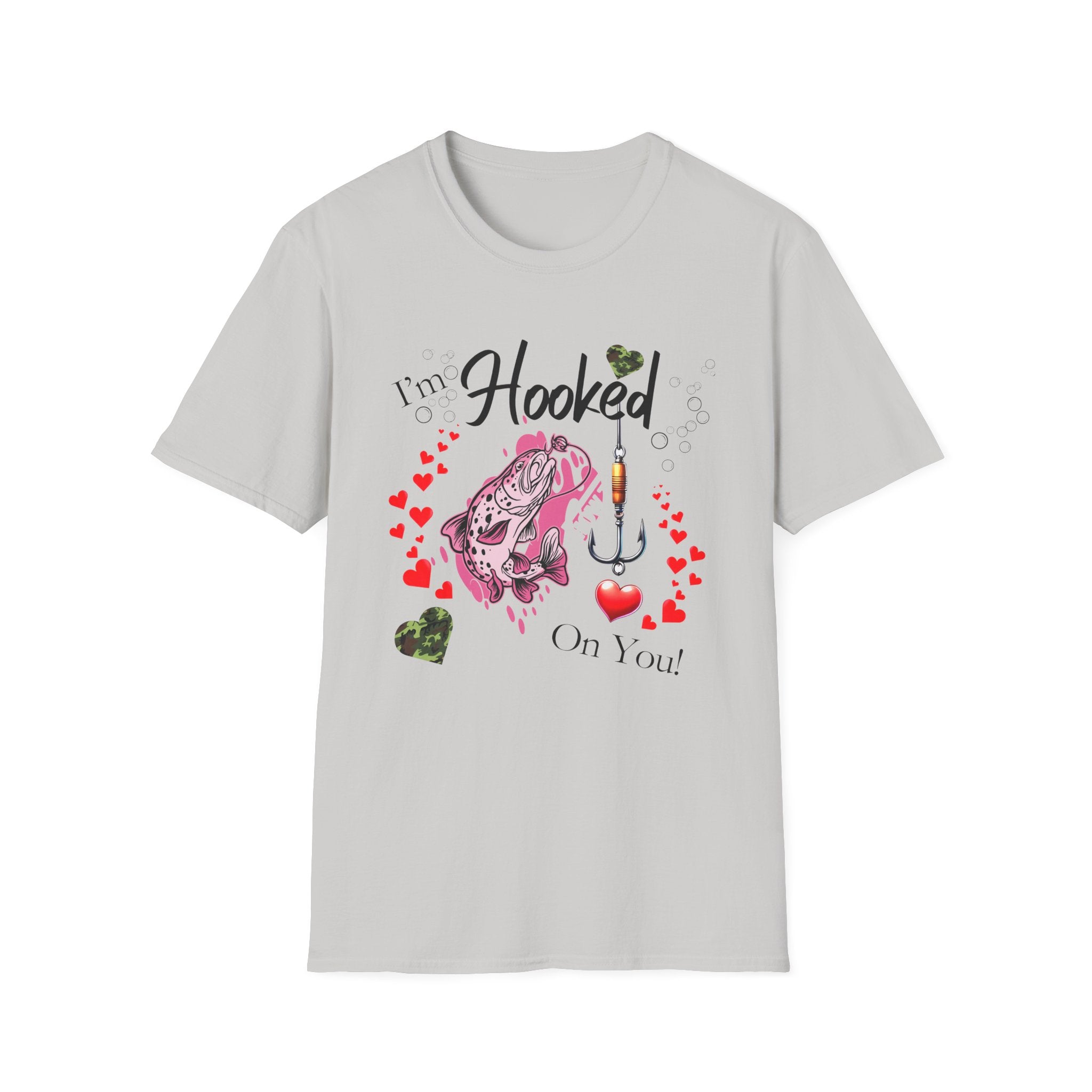 Valentine's Day Fishing T-Shirt - "I'm Hooked On You" Design for Anglers
