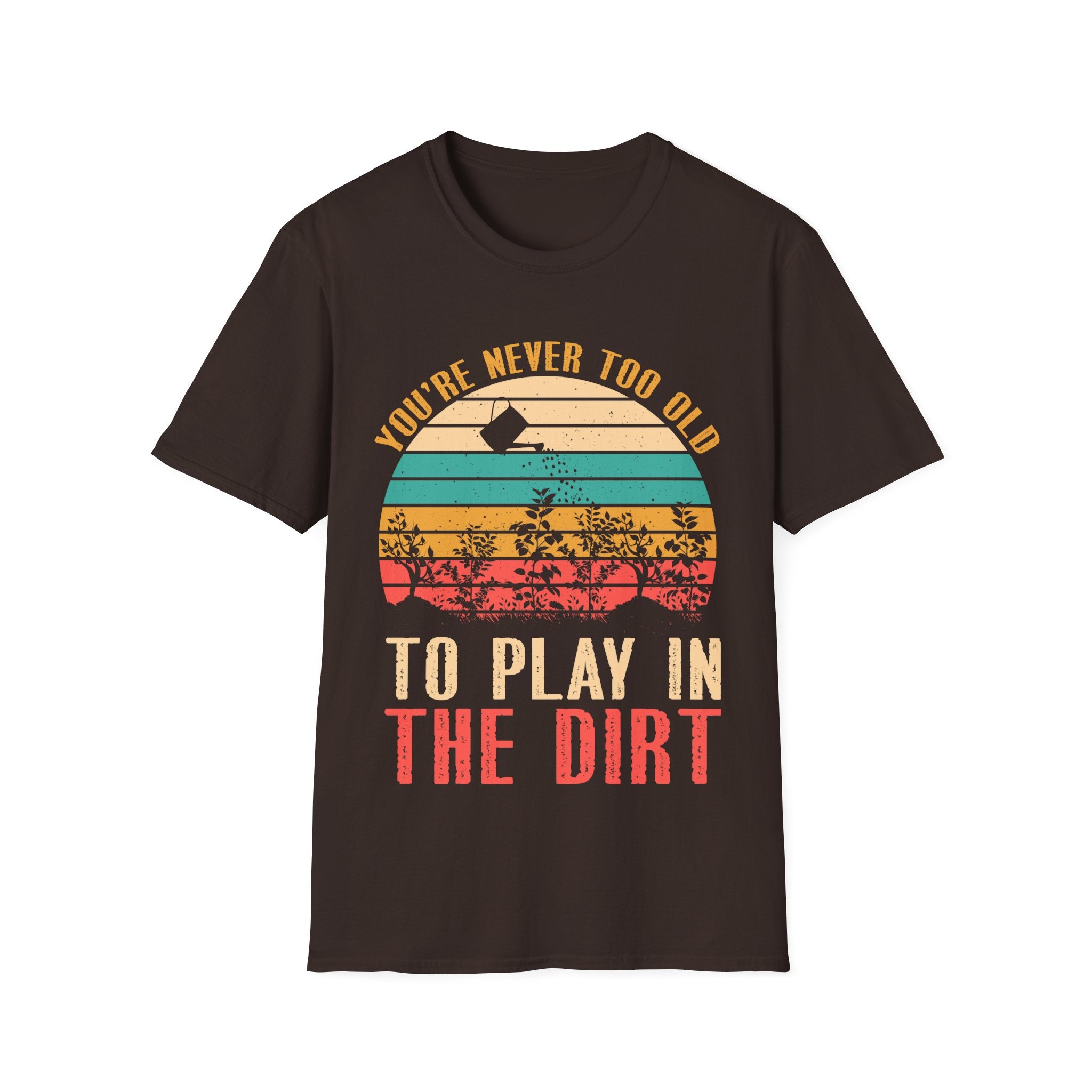 Vintage Play in the Dirt Unisex Softstyle T-Shirt - Fun Outdoor Gardening Tees for All Ages