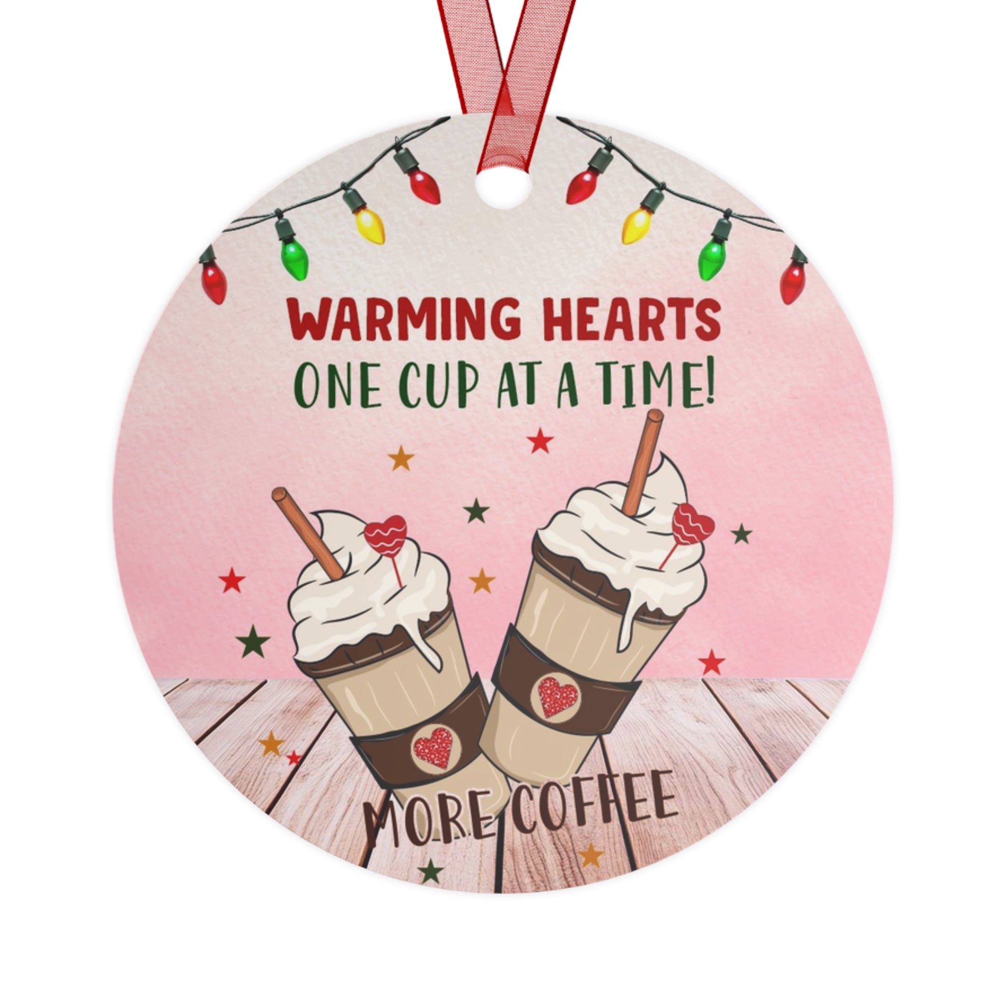 Festive Metal Ornaments for Coffee Lovers, Holiday Decor, Personalized Gifts, Tree Decorations, Warming Hearts Decor
