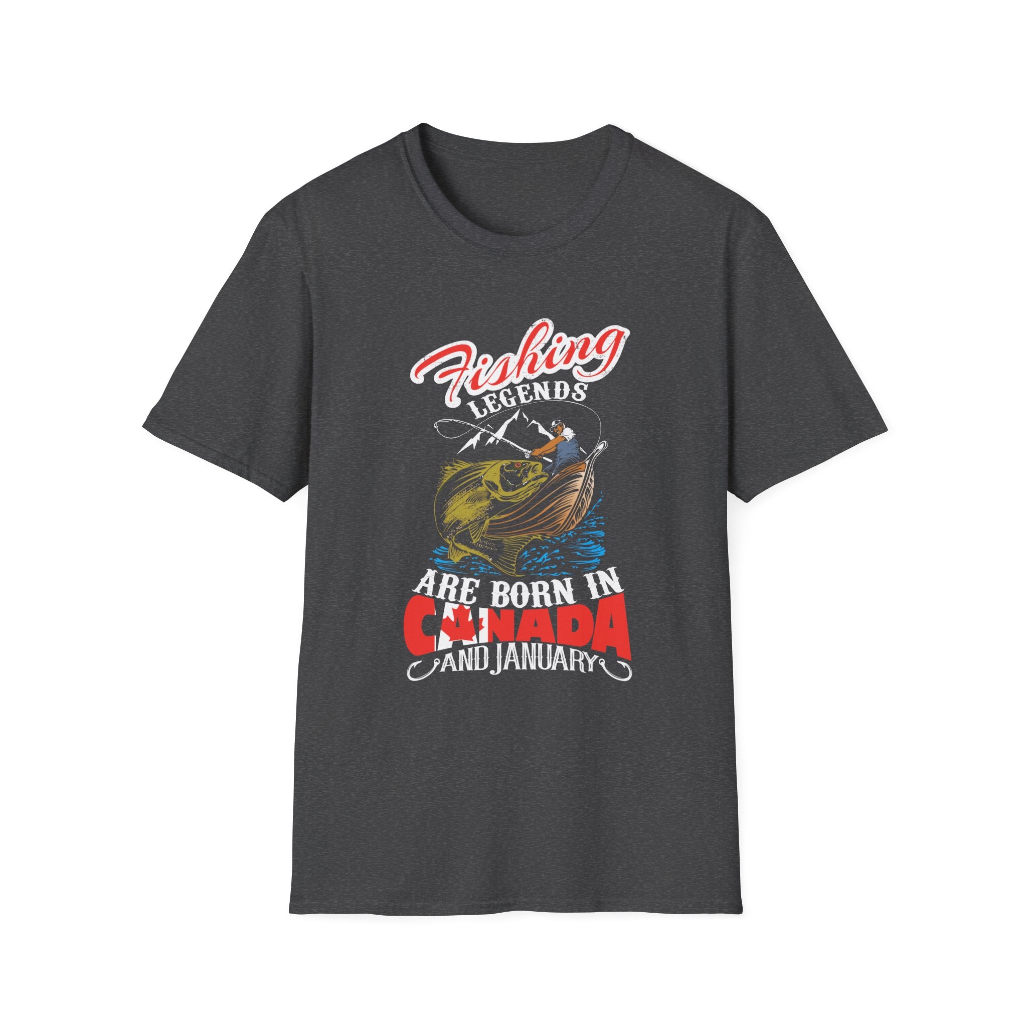 Fishing Legends Unisex Softstyle T-Shirt - Born in Canada (January)