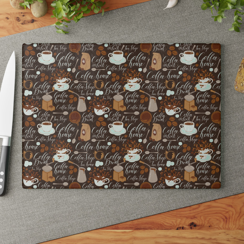 Coffee Lover's Glass Cutting Board | Kitchen Decor, Unique Gift, Home Cooking, Coffee-Themed Kitchenware, Modern Cooking Accessory