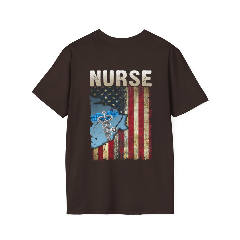 Patriotic Nurse Unisex Softstyle T-Shirt - Perfect Gift for Healthcare Heroes
