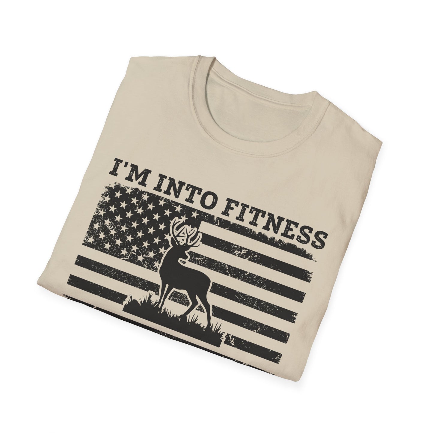I'm Into Fitness Deer Graphic T-Shirt - Unisex Softstyle Tee for Outdoor Enthusiasts