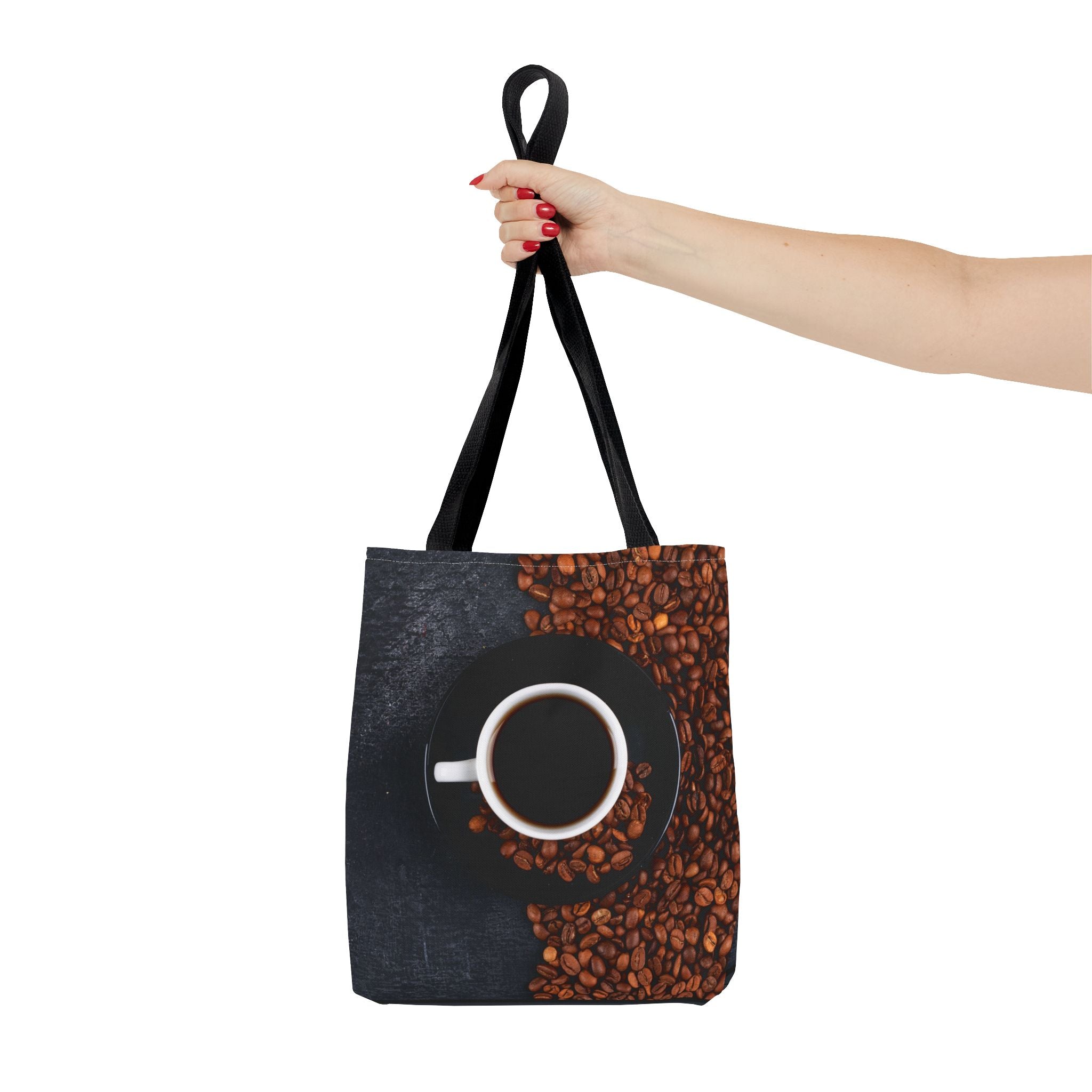 Coffee Lovers Tote Bag, AOP Drink Design, Perfect for Everyday Use, Gift for Baristas, Sustainable Fashion Accessory, Casual Day Bag