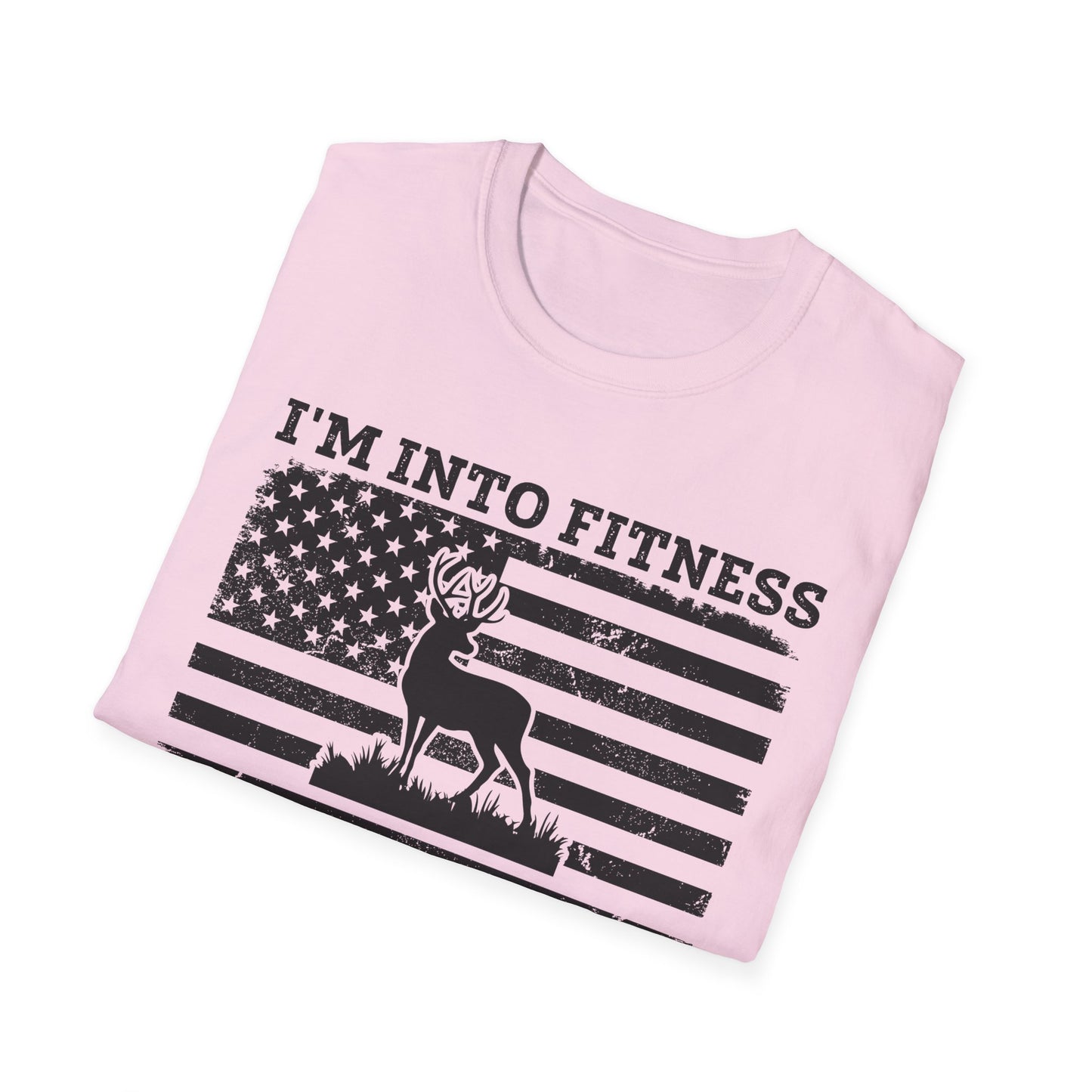 I'm Into Fitness Deer Graphic T-Shirt - Unisex Softstyle Tee for Outdoor Enthusiasts