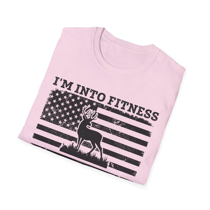 I'm Into Fitness Deer Graphic T-Shirt - Unisex Softstyle Tee for Outdoor Enthusiasts