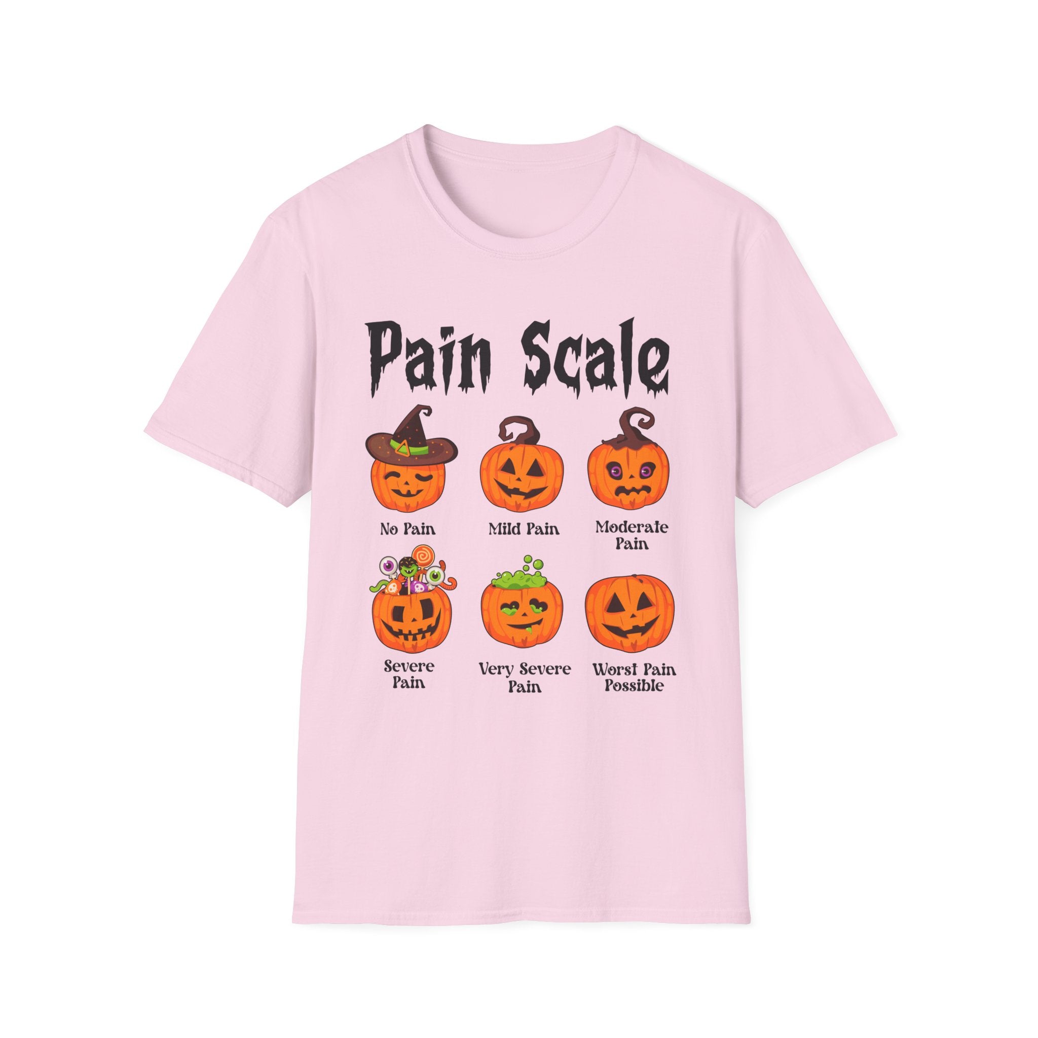 Pain Scale Nurse T-Shirt, Funny Tee, Pumpkin Graphic Shirt, Spooky Season Top, Gift for Pain Lovers