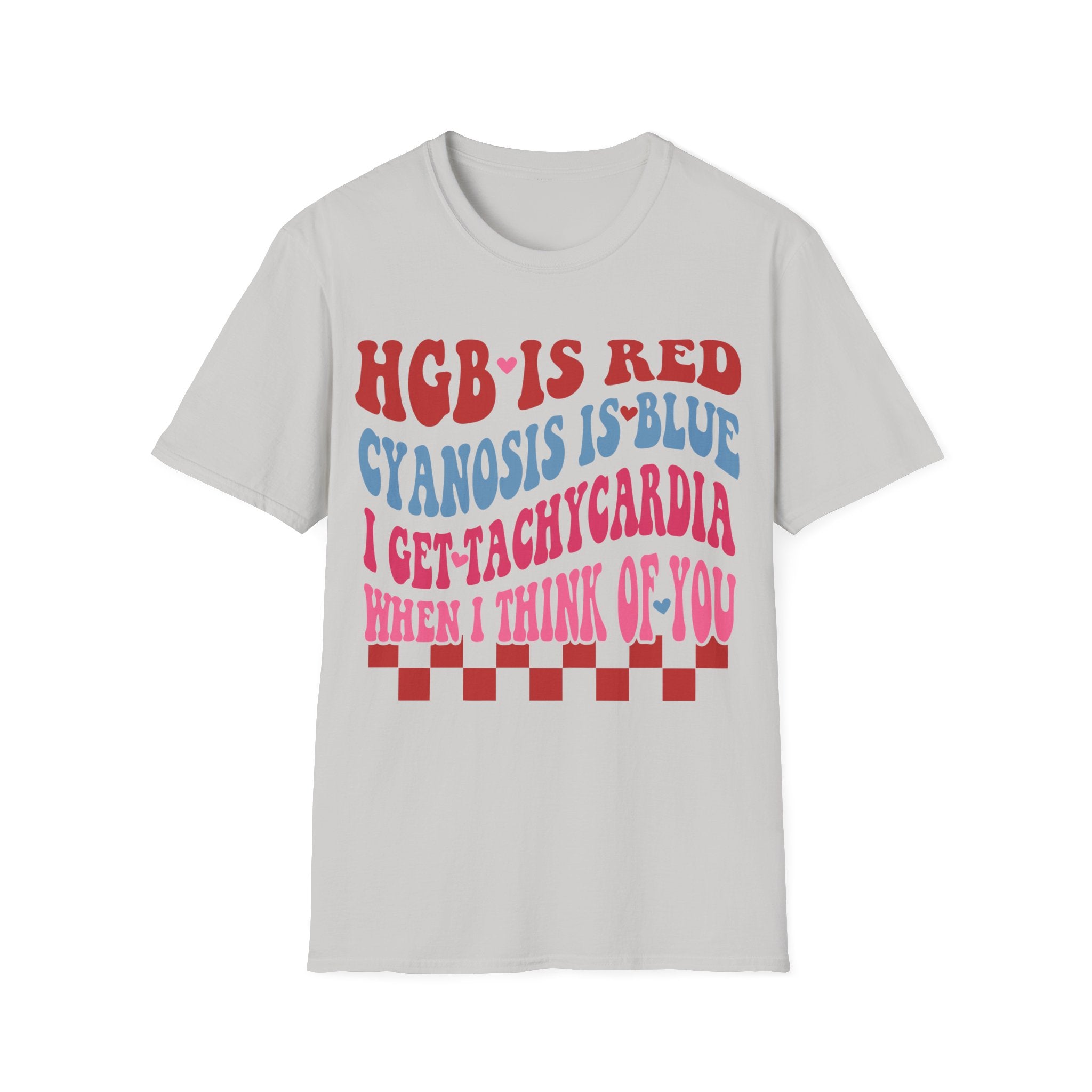 Funny Medical Humor Unisex T-Shirt - "Hgb is Red, Cyanosis is Blue"