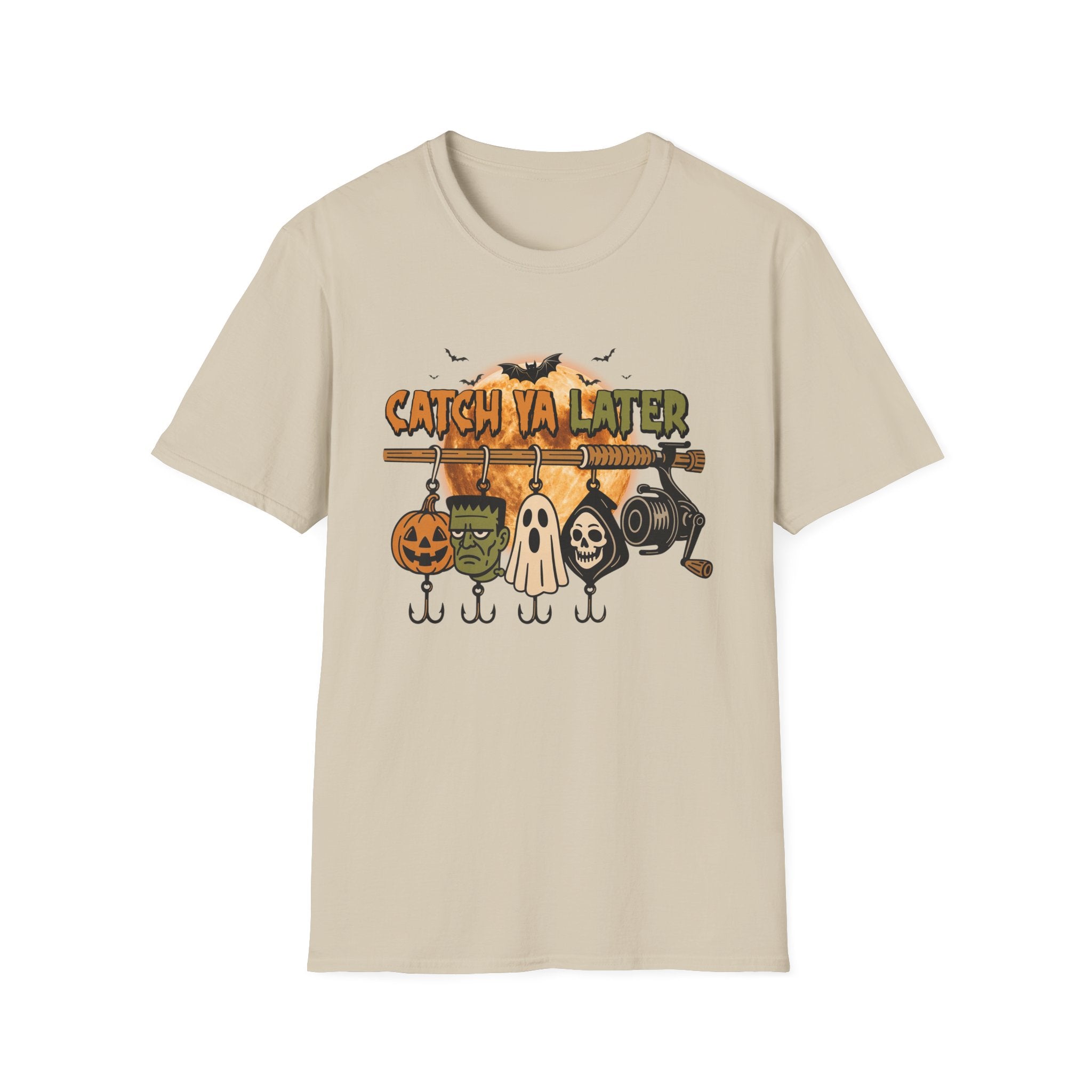 Catch Ya Later Fishing T-Shirt, Unisex Softstyle Tee for Fall, Spooky Party Shirt