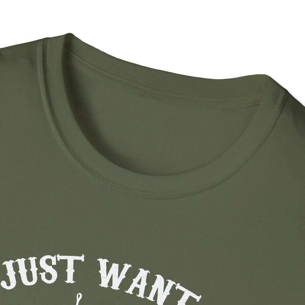 I Just Want to Fish Unisex Softstyle T-Shirt - Funny Fishing Apparel