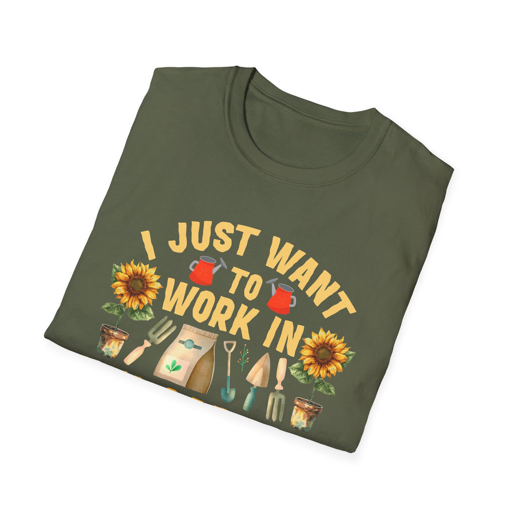 Gardening & Dog Lover Unisex T-Shirt - 'I Just Want to Work in My Garden and Hangout with My Dog'