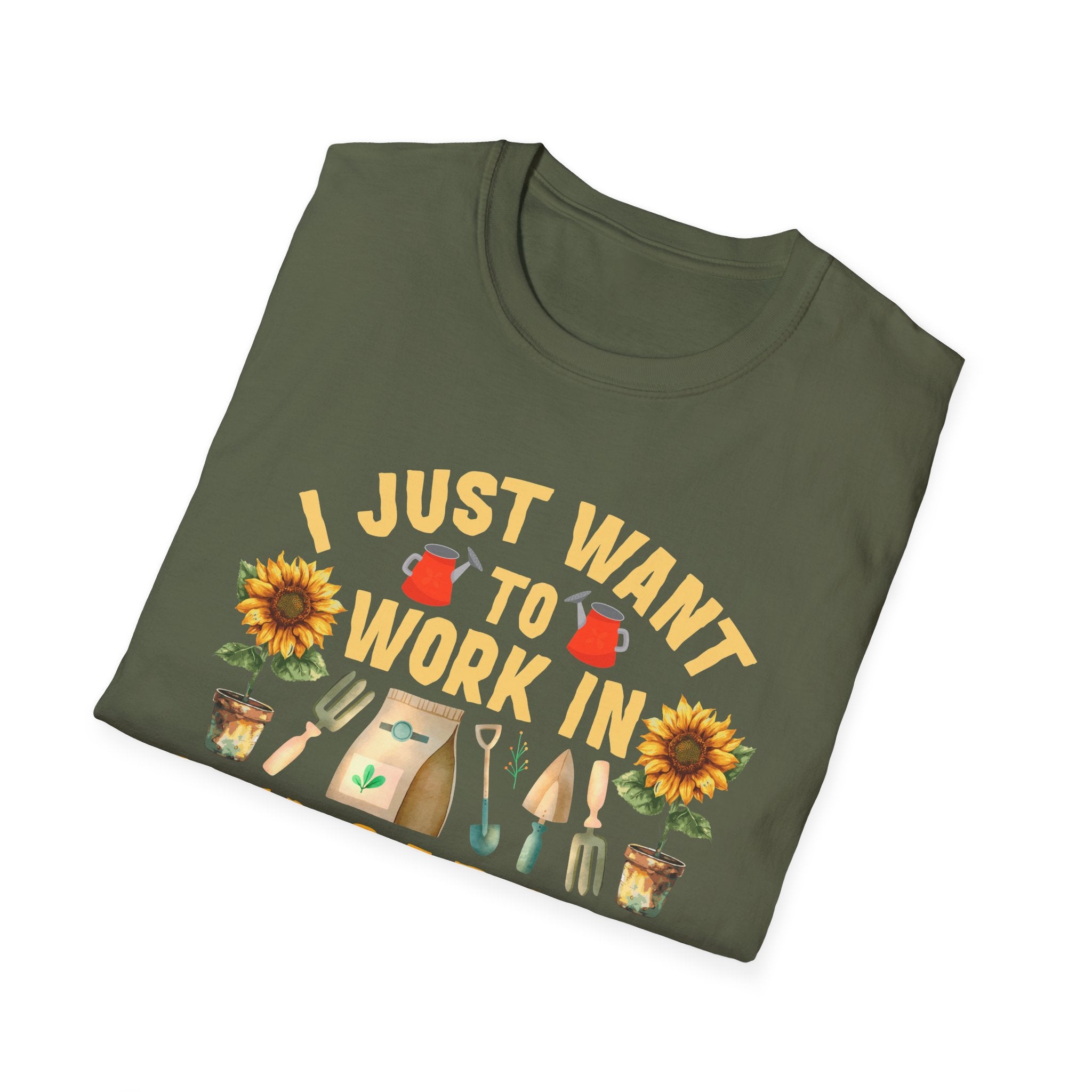 Gardening & Dog Lover Unisex T-Shirt - 'I Just Want to Work in My Garden and Hangout with My Dog'