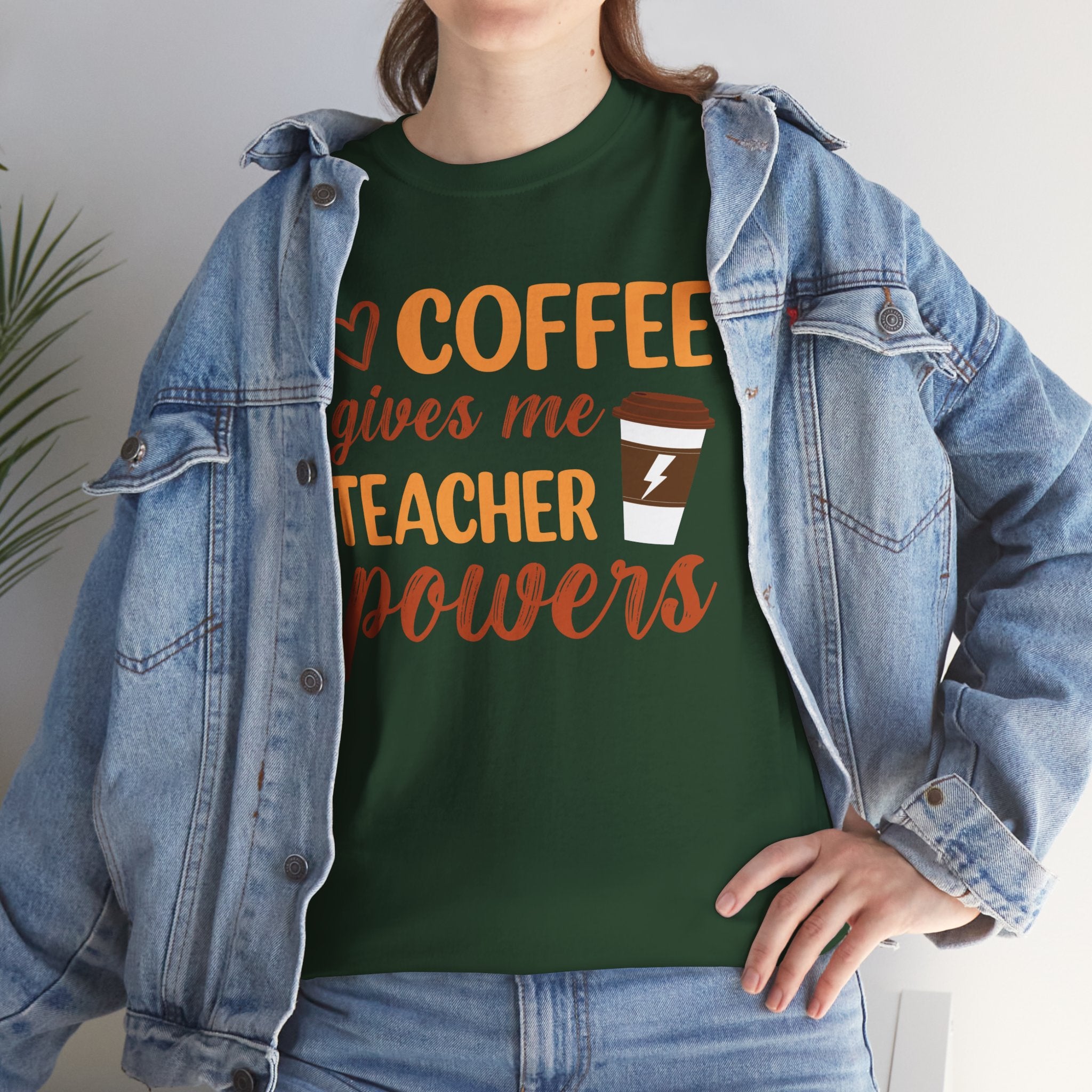 Teacher Coffee T‑Shirt – "Coffee Gives Me Teacher Powers" Funny Teacher Gift Tee