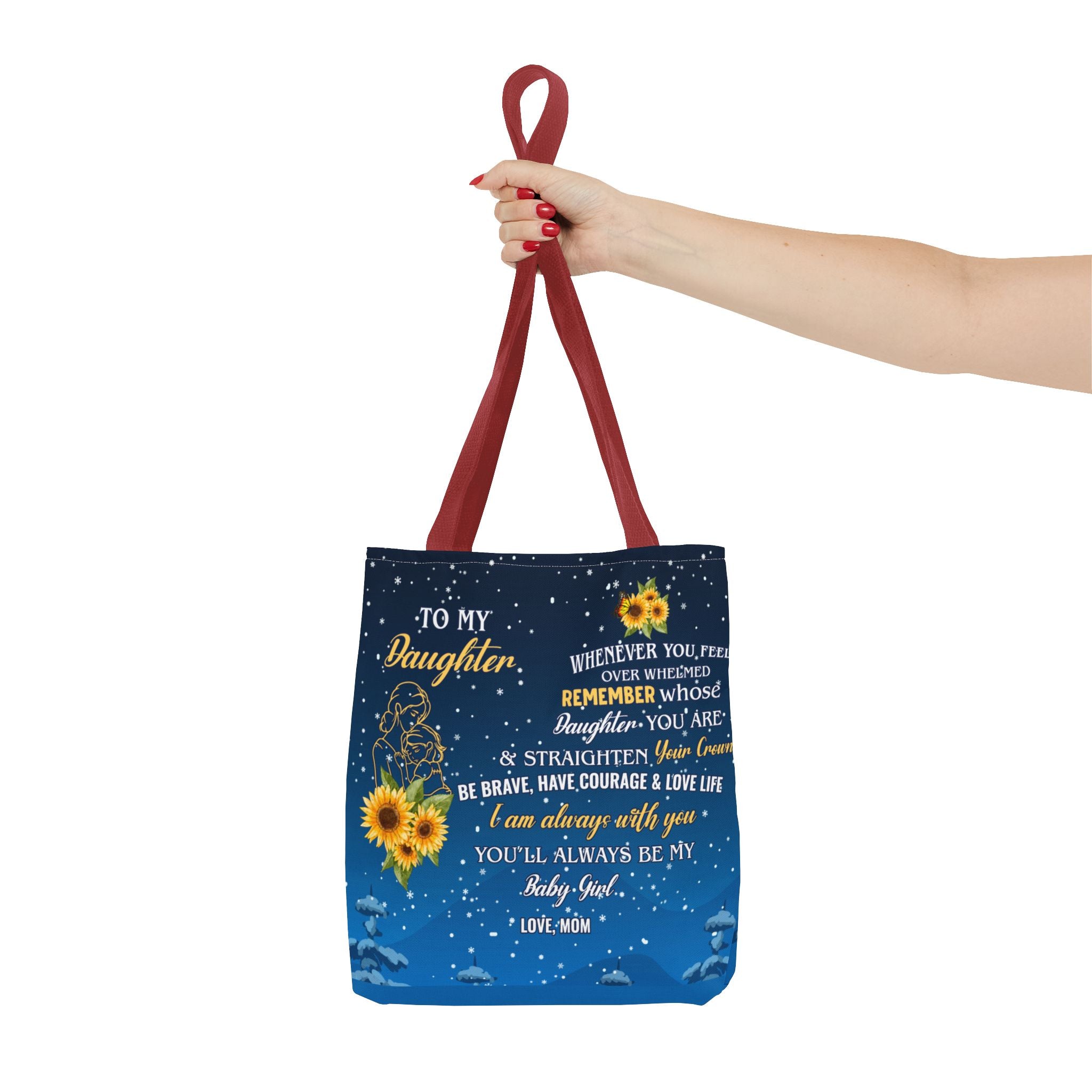 Heartfelt Sunflower Tote Bag for Daughters | Inspirational Gift | Birthday, Graduation, Mother's Day, Everyday Use, Floral Art