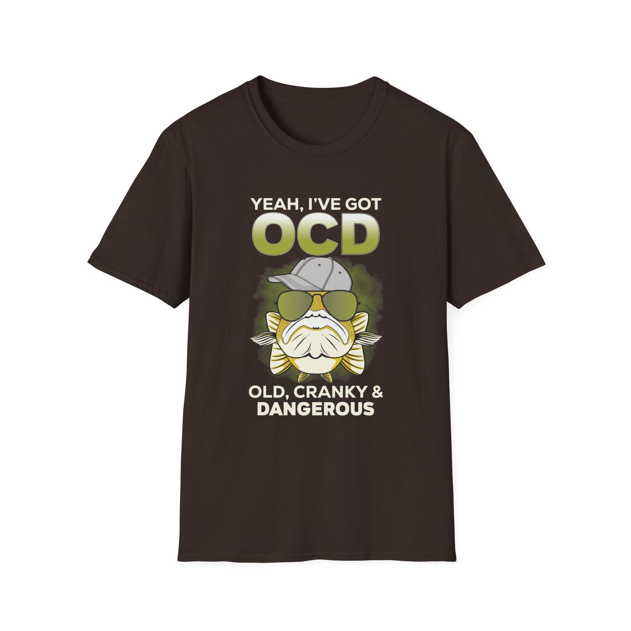 Funny OCD T-Shirt - Old, Cranky & Dangerous Graphic Tee for Fishing Enthusiasts