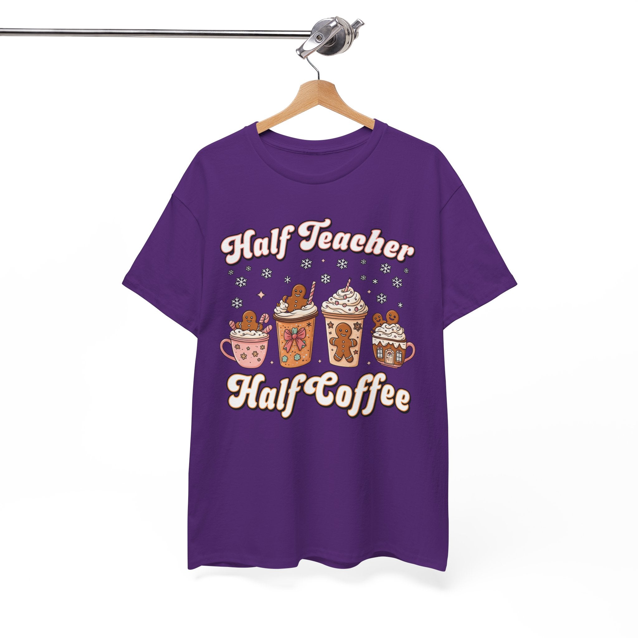 Teacher Coffee Tee — "Half Teacher Half Coffee" Holiday Mug Design T‑Shirt