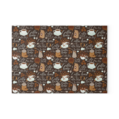 Coffee Lover's Glass Cutting Board | Kitchen Decor, Unique Gift, Home Cooking, Coffee-Themed Kitchenware, Modern Cooking Accessory